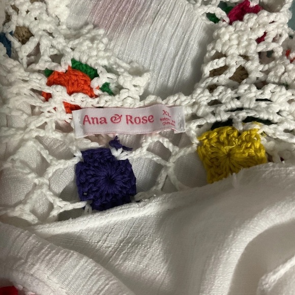 Ana & Rose White Multicolor Crochet Trim Women's Tunic size XL - Picture 4 of 4